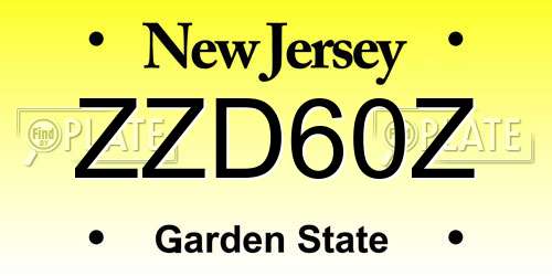 ZZD60Z New Jersey License Plate