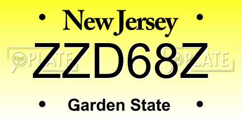 ZZD68Z New Jersey License Plate