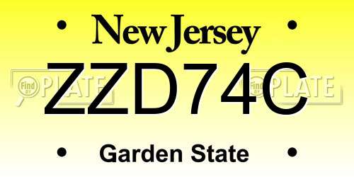 ZZD74C New Jersey License Plate