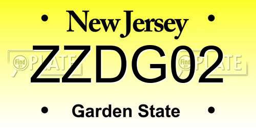 ZZDG02 New Jersey License Plate