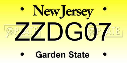 ZZDG07 New Jersey License Plate