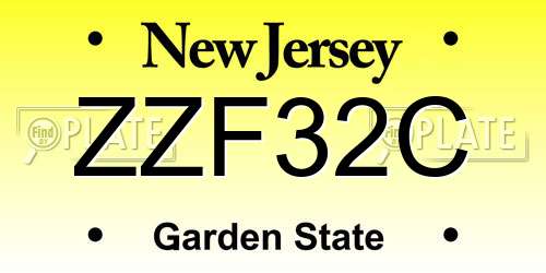ZZF32C New Jersey License Plate