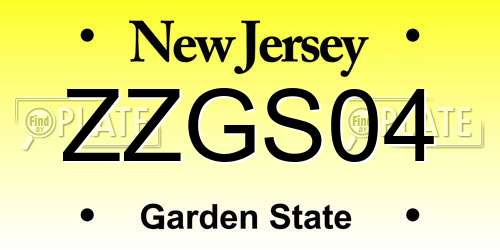 ZZGS04 New Jersey License Plate