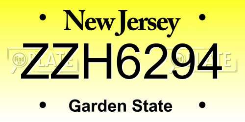 ZZH6294 New Jersey License Plate