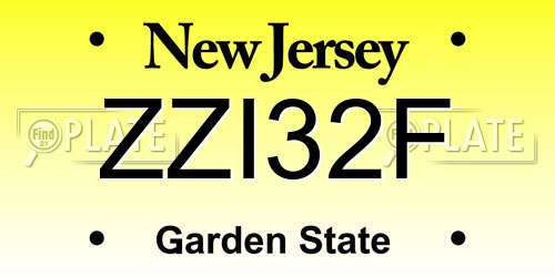 ZZI32F New Jersey License Plate
