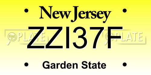 ZZI37F New Jersey License Plate