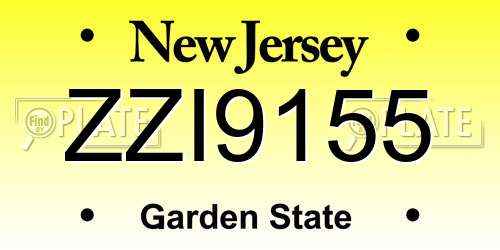 ZZI9155 New Jersey License Plate
