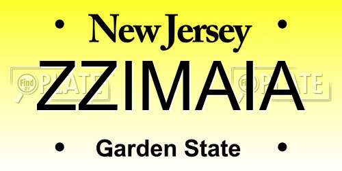 ZZIMAIA New Jersey License Plate