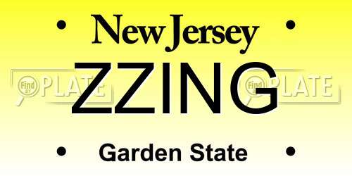ZZING New Jersey License Plate