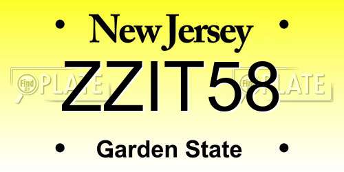 ZZIT58 New Jersey License Plate