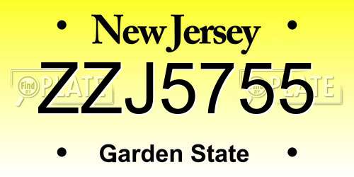 ZZJ5755 New Jersey License Plate