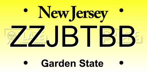 ZZJBTBB New Jersey License Plate