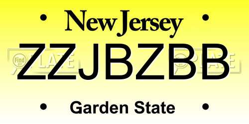 ZZJBZBB New Jersey License Plate