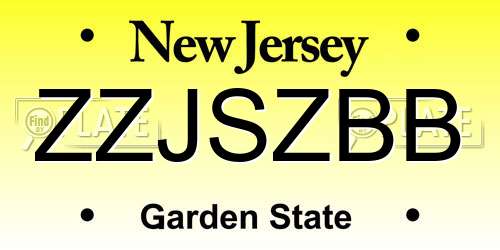 ZZJSZBB New Jersey License Plate