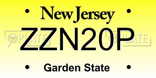 ZZN20P New Jersey License Plate
