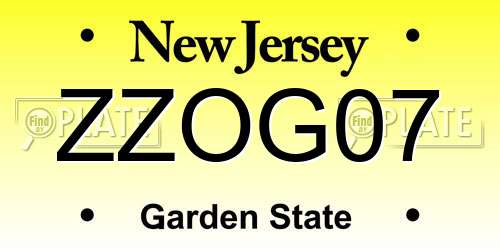 ZZOG07 New Jersey License Plate