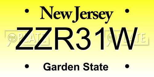 ZZR31W New Jersey License Plate