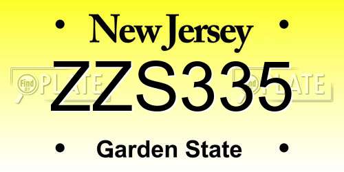ZZS335 New Jersey License Plate