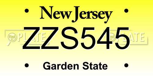 ZZS545 New Jersey License Plate