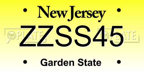 ZZSS45 New Jersey License Plate