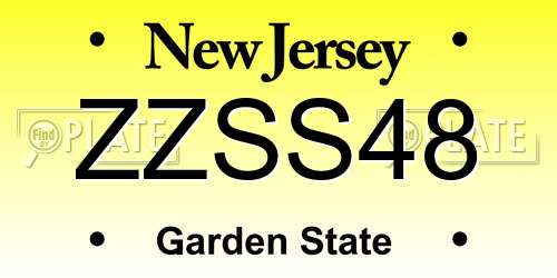 ZZSS48 New Jersey License Plate