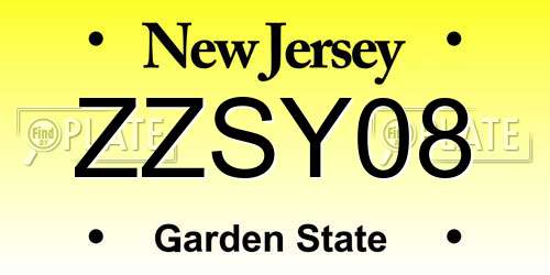 ZZSY08 New Jersey License Plate