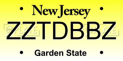 ZZTDBBZ New Jersey License Plate