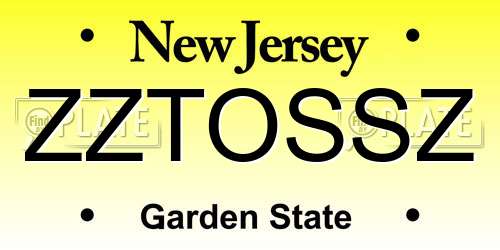 ZZTOSSZ New Jersey License Plate