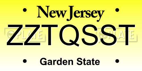 ZZTQSST New Jersey License Plate