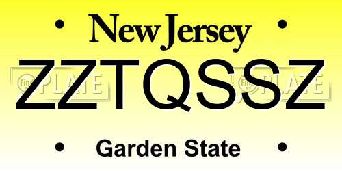 ZZTQSSZ New Jersey License Plate