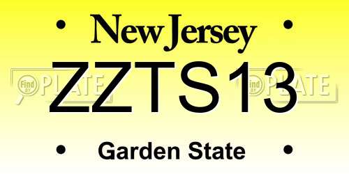 ZZTS13 New Jersey License Plate