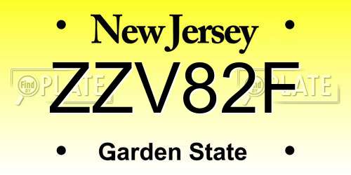 ZZV82F New Jersey License Plate