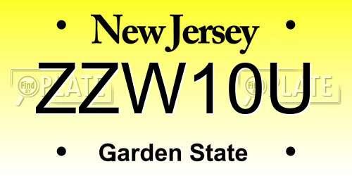 ZZW10U New Jersey License Plate