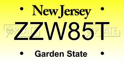 ZZW85T New Jersey License Plate