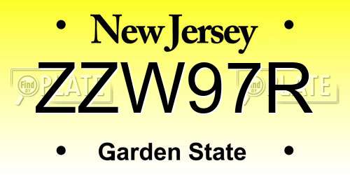 ZZW97R New Jersey License Plate