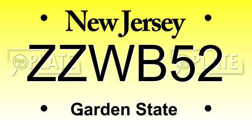 ZZWB52 New Jersey License Plate