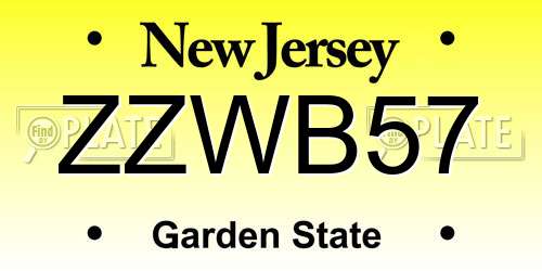 ZZWB57 New Jersey License Plate