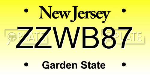 ZZWB87 New Jersey License Plate