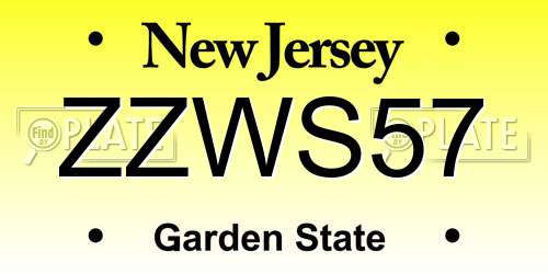 ZZWS57 New Jersey License Plate