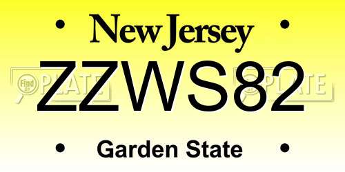 ZZWS82 New Jersey License Plate