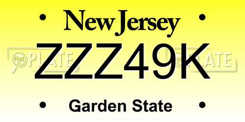 ZZZ49K New Jersey License Plate