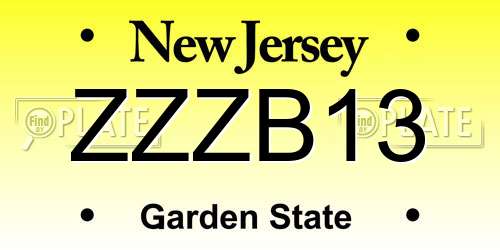 ZZZB13 New Jersey License Plate