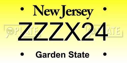 ZZZX24 New Jersey License Plate
