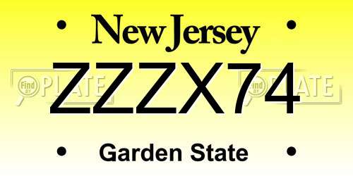 ZZZX74 New Jersey License Plate