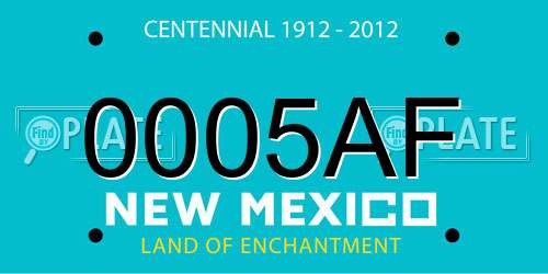 0005AF New Mexico License Plate