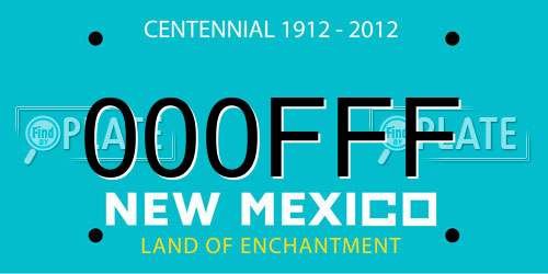000FFF New Mexico License Plate
