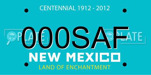 000SAF New Mexico License Plate