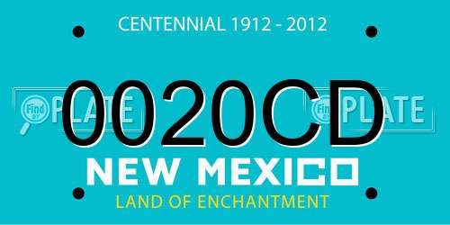 0020CD New Mexico License Plate