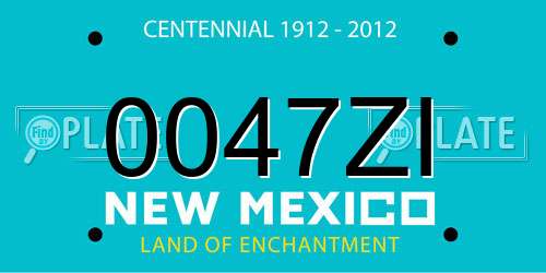 0047ZI New Mexico License Plate