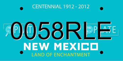 0058RLE New Mexico License Plate